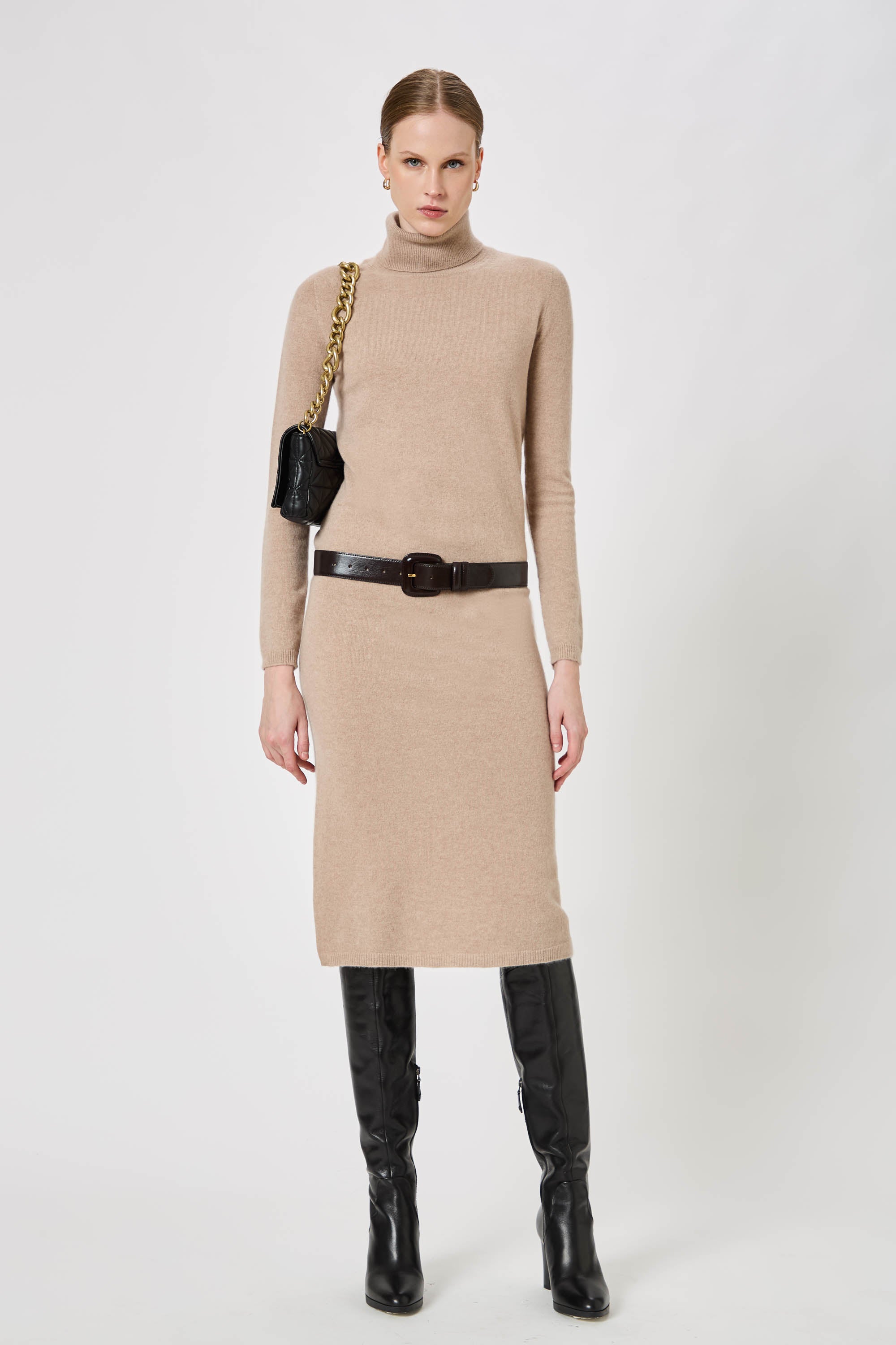 Turtleneck Long Woman Dress